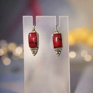 ATI Mexico Sterling Silver Red Jasper Southwest Earrings